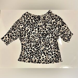 CLARA SUNWOO Leopard Print Asymmetrical  Blouse - Black and White, Women's L